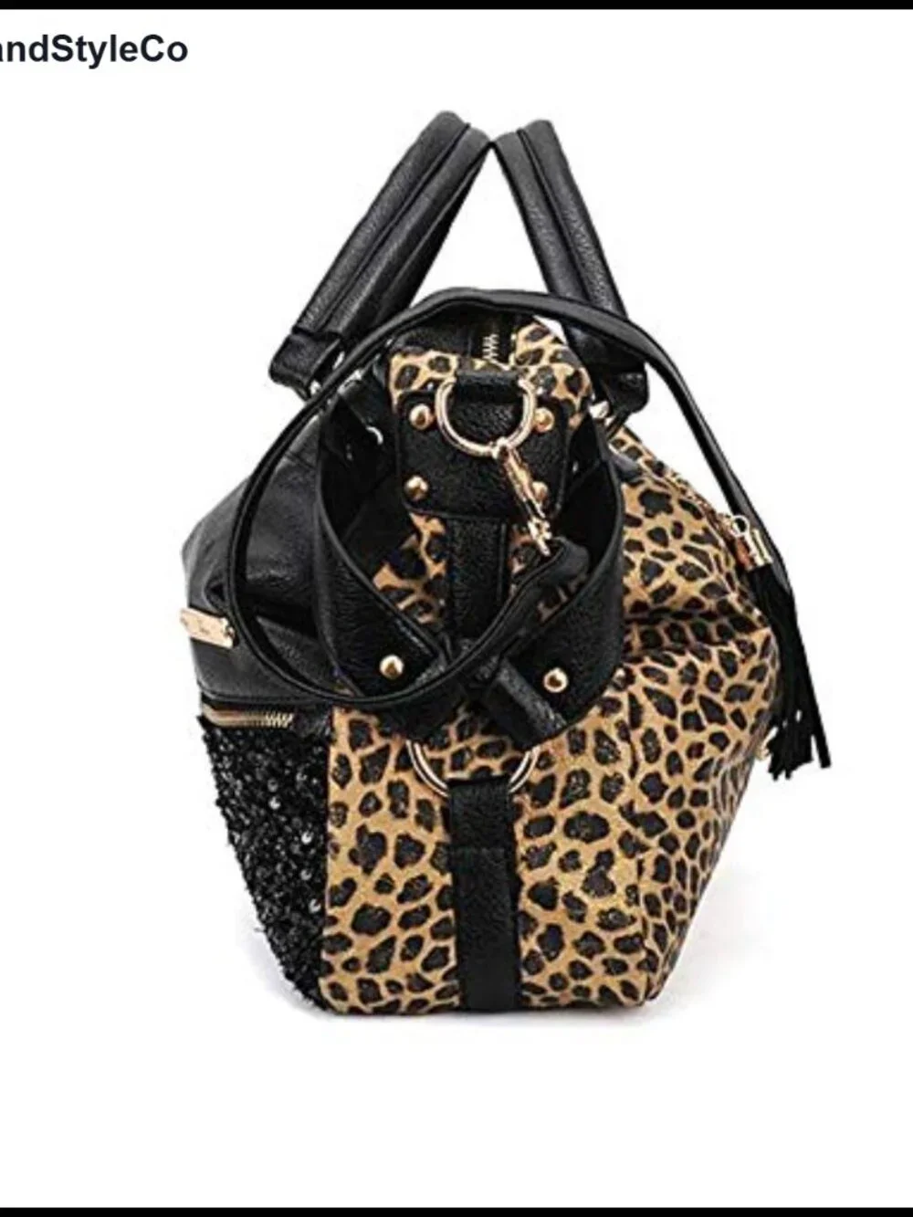 Women's Leopard Print Sequin PU Leather Hobo Shoulder Bag